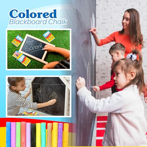 4E's Novelty 144 Mini Chalk Sets - 12 Boxes of 12 Colors, Non-Toxic Sidewalk & Blackboard Chalk for Kids Party Favors
