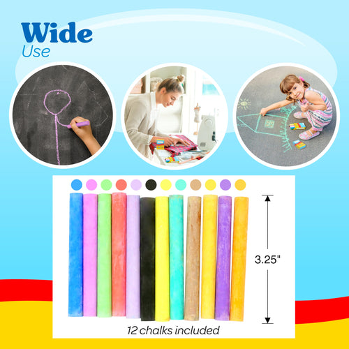 4E's Novelty 144 Mini Chalk Sets - 12 Boxes of 12 Colors, Non-Toxic Sidewalk & Blackboard Chalk for Kids Party Favors