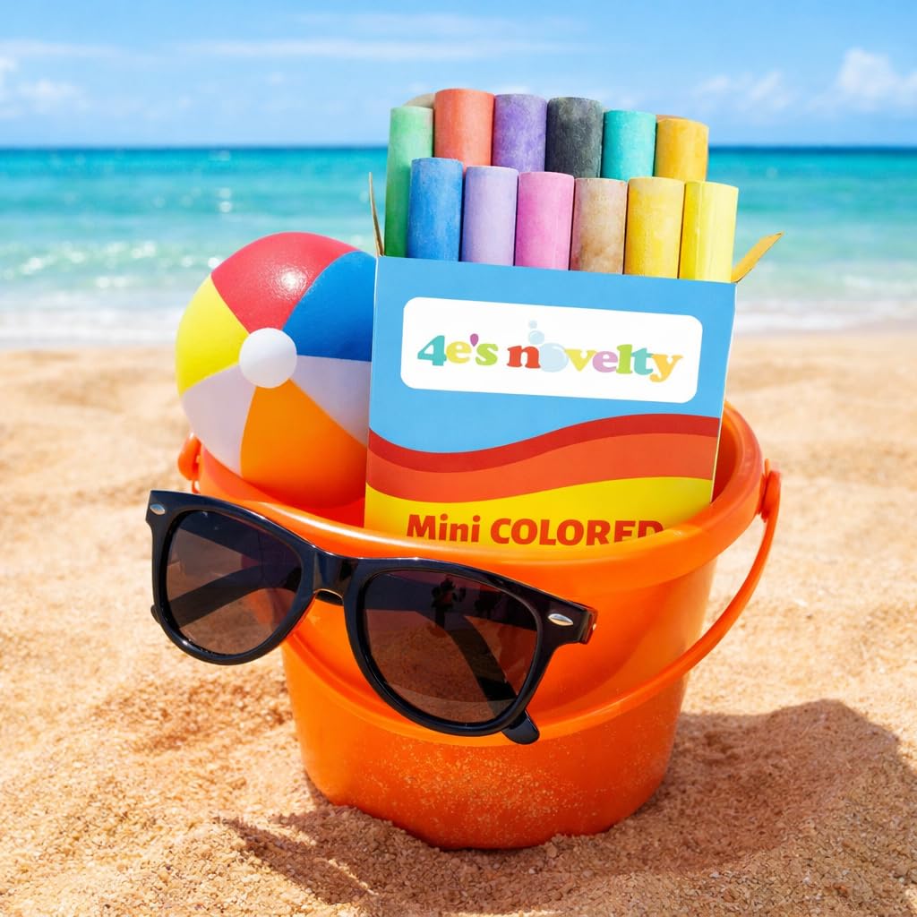 4E's Novelty 144 Mini Chalk Sets - 12 Boxes of 12 Colors, Non-Toxic Sidewalk & Blackboard Chalk for Kids Party Favors
