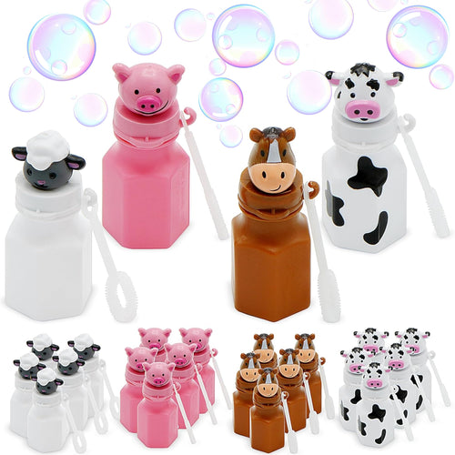 4E's Novelty Farm Animal Bubbles Party Favors – 12 Count with Horse, Sheep, Pig, and Cow