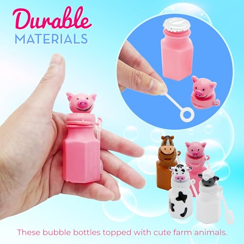 4E's Novelty Farm Animal Bubbles Party Favors – 12 Count with Horse, Sheep, Pig, and Cow
