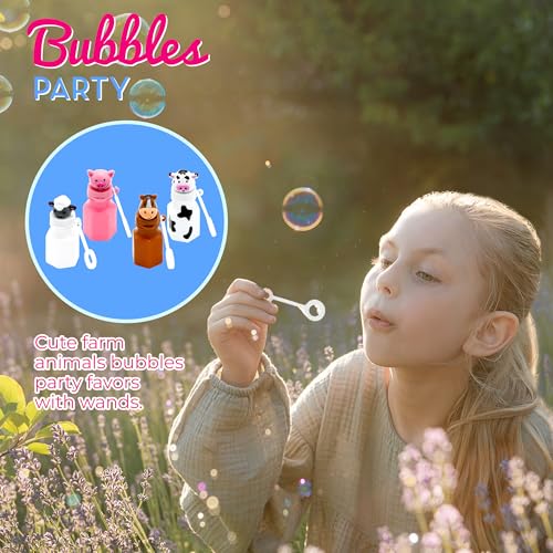 4E's Novelty Farm Animal Bubbles Party Favors – 12 Count with Horse, Sheep, Pig, and Cow