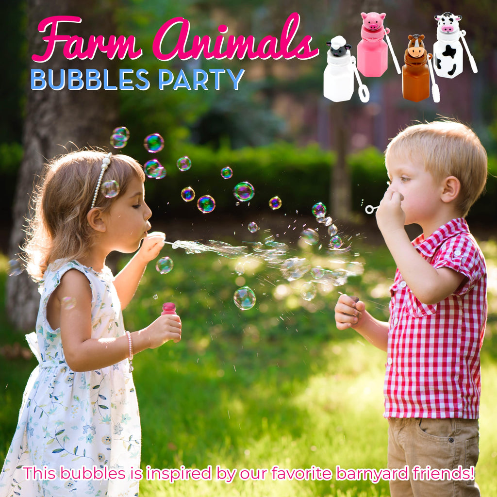 4E's Novelty Farm Animal Bubbles Party Favors – 12 Count with Horse, Sheep, Pig, and Cow