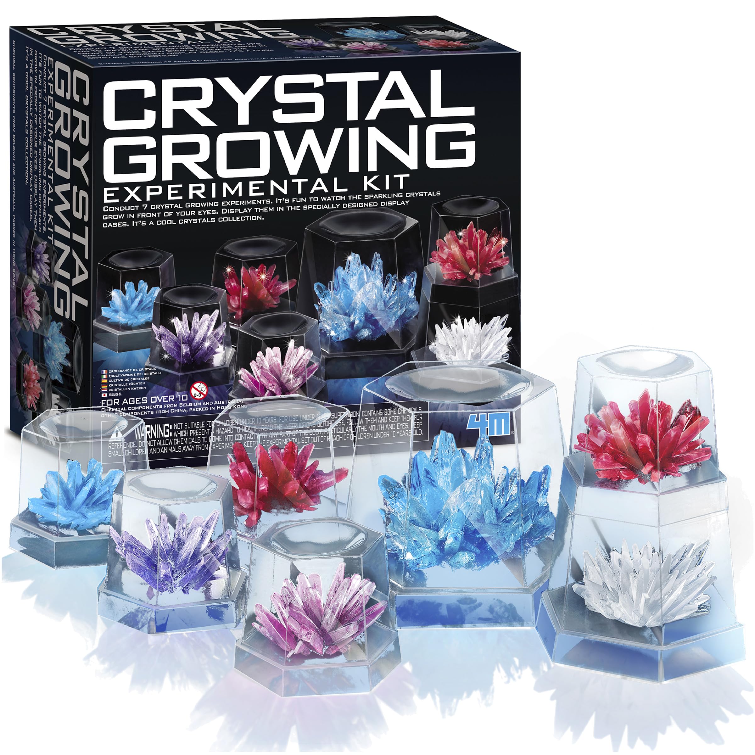 4M Crystal Growing Science Kit – 7 Experiments with Display Domes, STEM Toy for Ages 10+