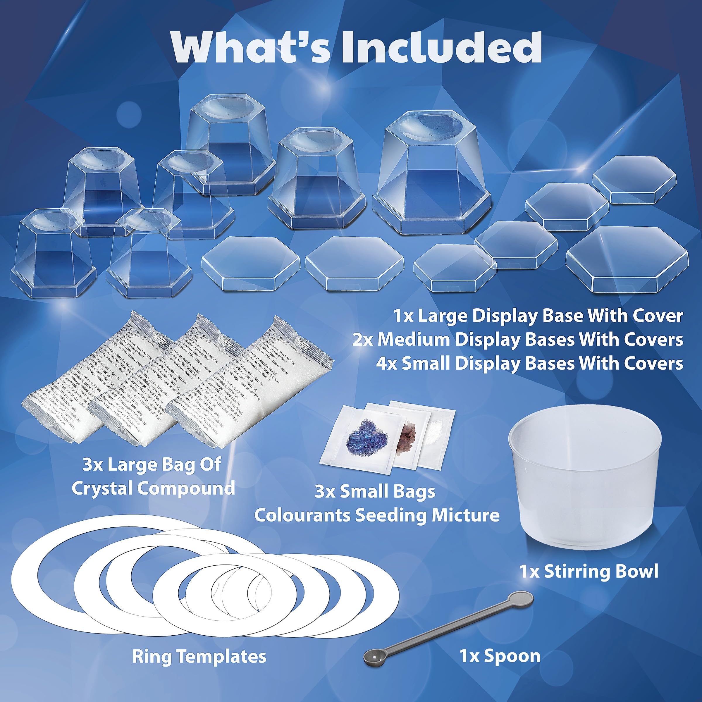 4M Crystal Growing Science Kit – 7 Experiments with Display Domes, STEM Toy for Ages 10+