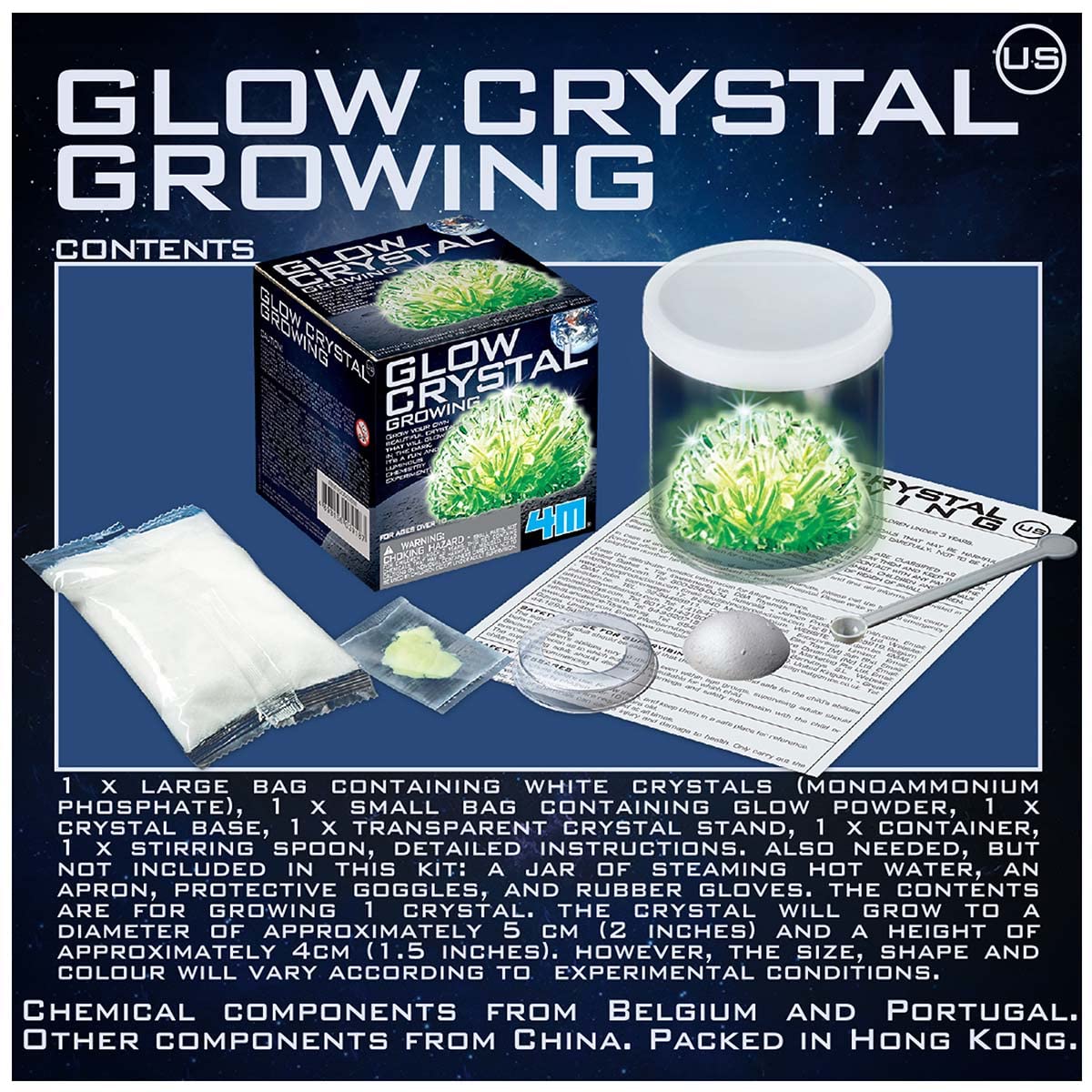 4M Glow Crystal Growing Kit – DIY STEM Science Experiment for Kids & Teens