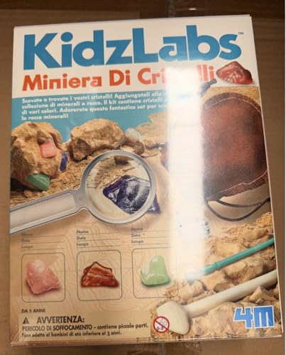 4M Kidzlabs Crystal Mining Kit – Dig for 8 Real Crystals, STEM Science Toy for Ages 5+
