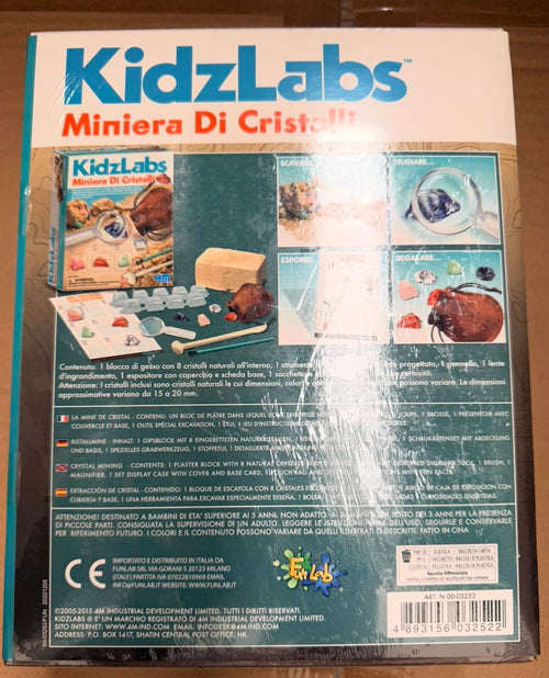 4M Kidzlabs Crystal Mining Kit – Dig for 8 Real Crystals, STEM Science Toy for Ages 5+