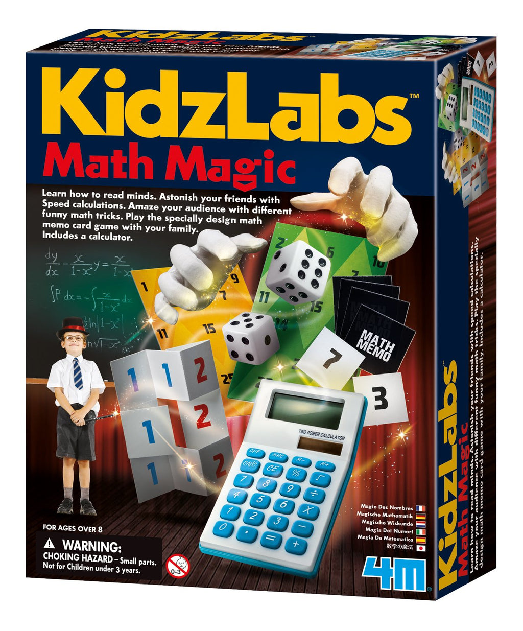 4M Math Magic Puzzles and Games Kit – Over 15 Number Tricks with Keychain Calculator
