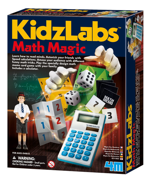 4M Math Magic Puzzles and Games Kit – Over 15 Number Tricks with Keychain Calculator