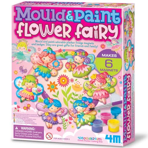 4M Mould and Paint Glitter Fairies Kit – Make 6 Fairy Magnets or Pins