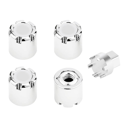 4PCS Aluminum M4 Nut Wheel Rim Center Caps for 1/10 RC Crawler – Silver, Hex Wrench Included