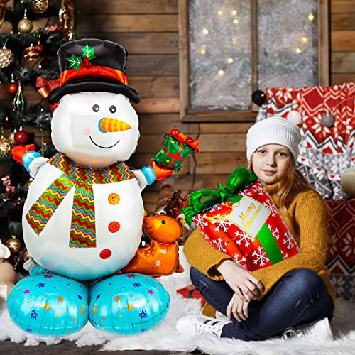 5 Large Mylar Christmas Balloons Set - Santa, Snowman, Tree, Stockings, Gift Box