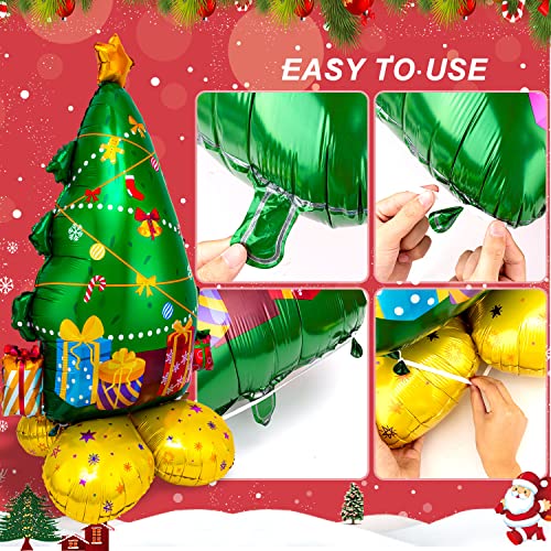 5 Large Mylar Christmas Balloons Set - Santa, Snowman, Tree, Stockings, Gift Box