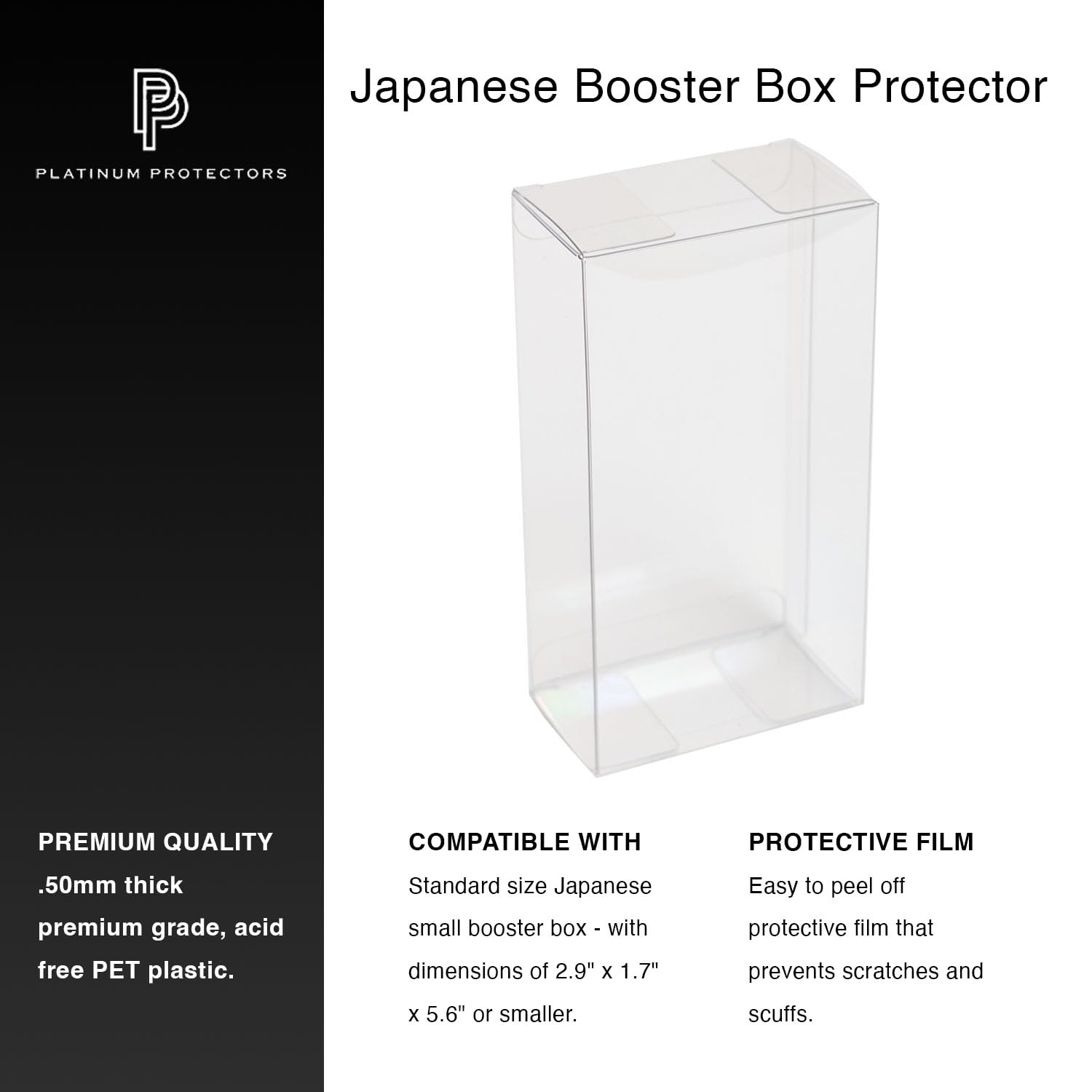 5-Pack Clear Plastic Display Cases for Japanese Booster Boxes – Platinum Protectors, UV & Scratch Resistant