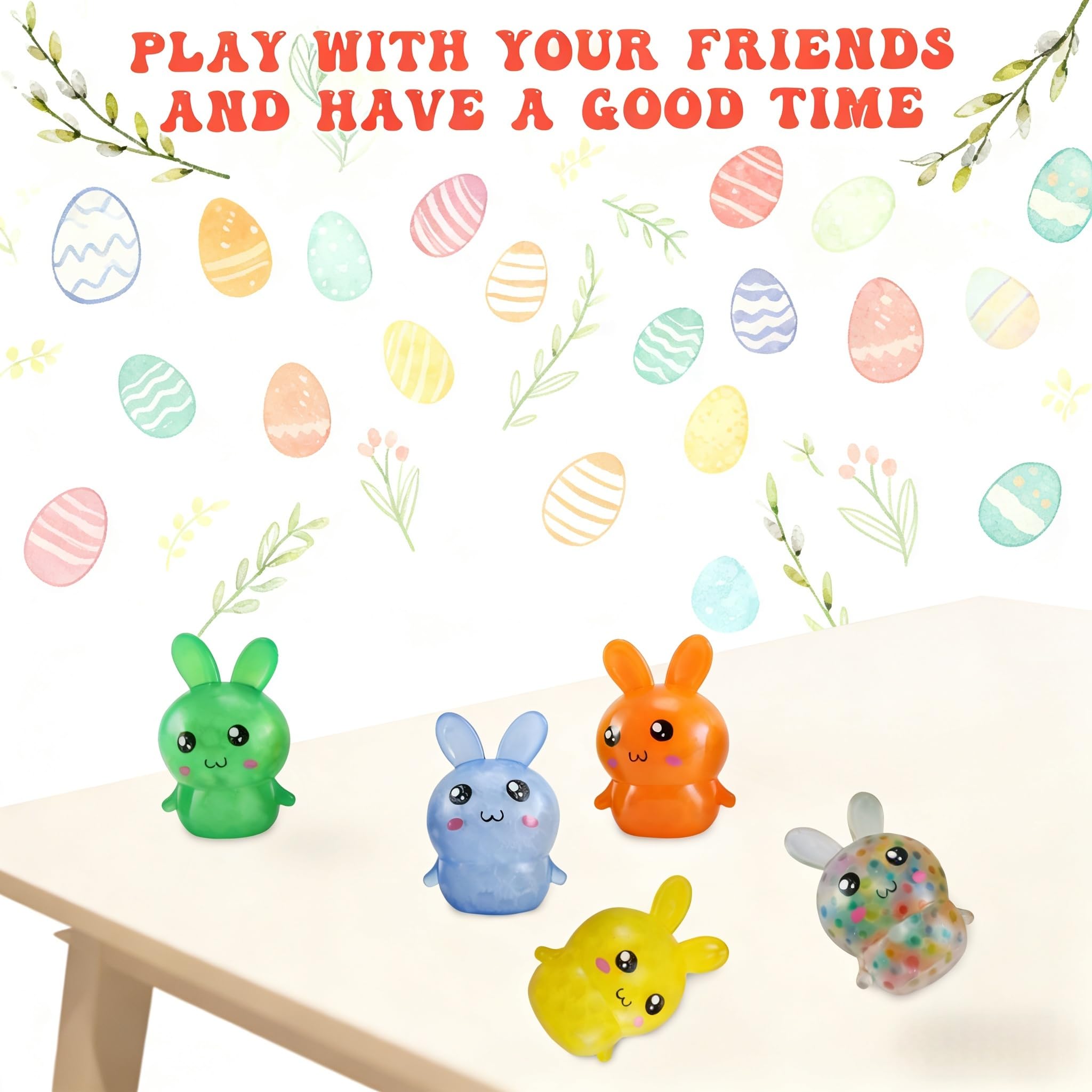 5-Pack Squishy Easter Bunny Stress Balls – Fidget Toys for Easter Baskets and Stress Relief
