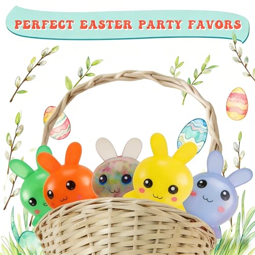 5-Pack Squishy Easter Bunny Stress Balls – Fidget Toys for Easter Baskets and Stress Relief