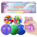 5-Pack Stress Balls for Adults – 2.36-Inch Squeeze Balls with 5 Textures, Non-Toxic Silicone