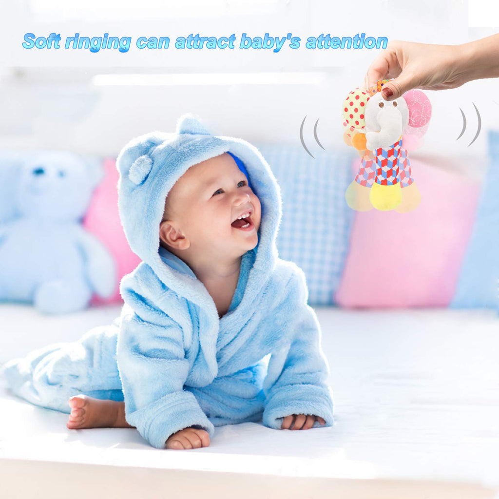 5-Piece Baby Rattle Set with Wrist Rattles, Foot Finder Socks & Hand Rattle – Soft Plush Animal Toys for 0-2 Years (Bumblebee, Butterfly, Ladybug & More)