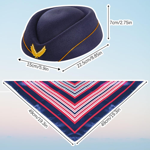 5-Piece Flight Attendant Costume Accessory Set – Hat, Scarf, Sunglasses, Gloves & Pin