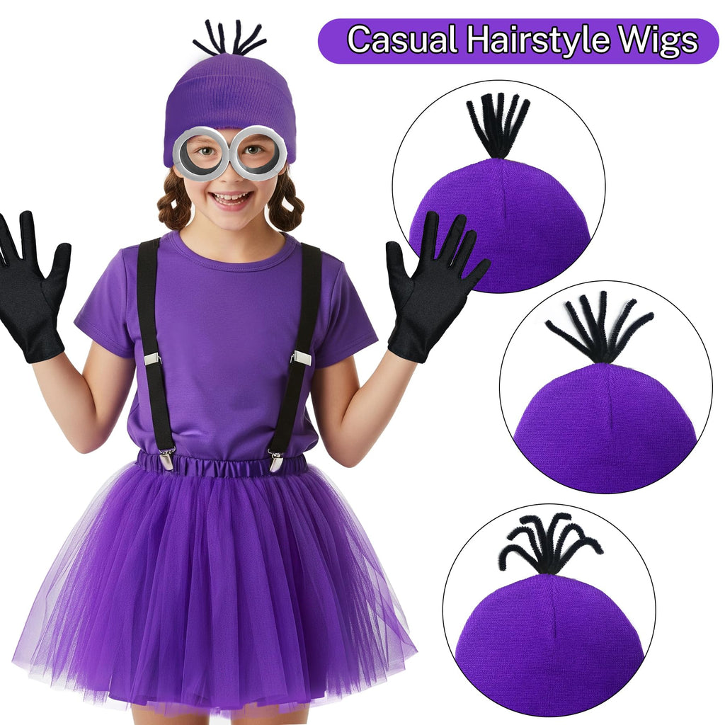 5-Piece Girls Halloween Costume Set: Goggles, Beanie, Tutu, Suspenders, Gloves