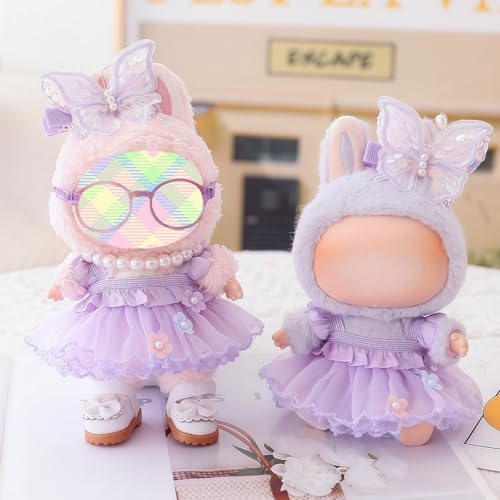 5-Piece Labubu Doll Outfit Set: Romantic Gauze Dress, Accessories for 17cm Dolls (Doll Not Included)