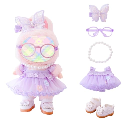 5-Piece Labubu Doll Outfit Set: Romantic Gauze Dress, Accessories for 17cm Dolls (Doll Not Included)