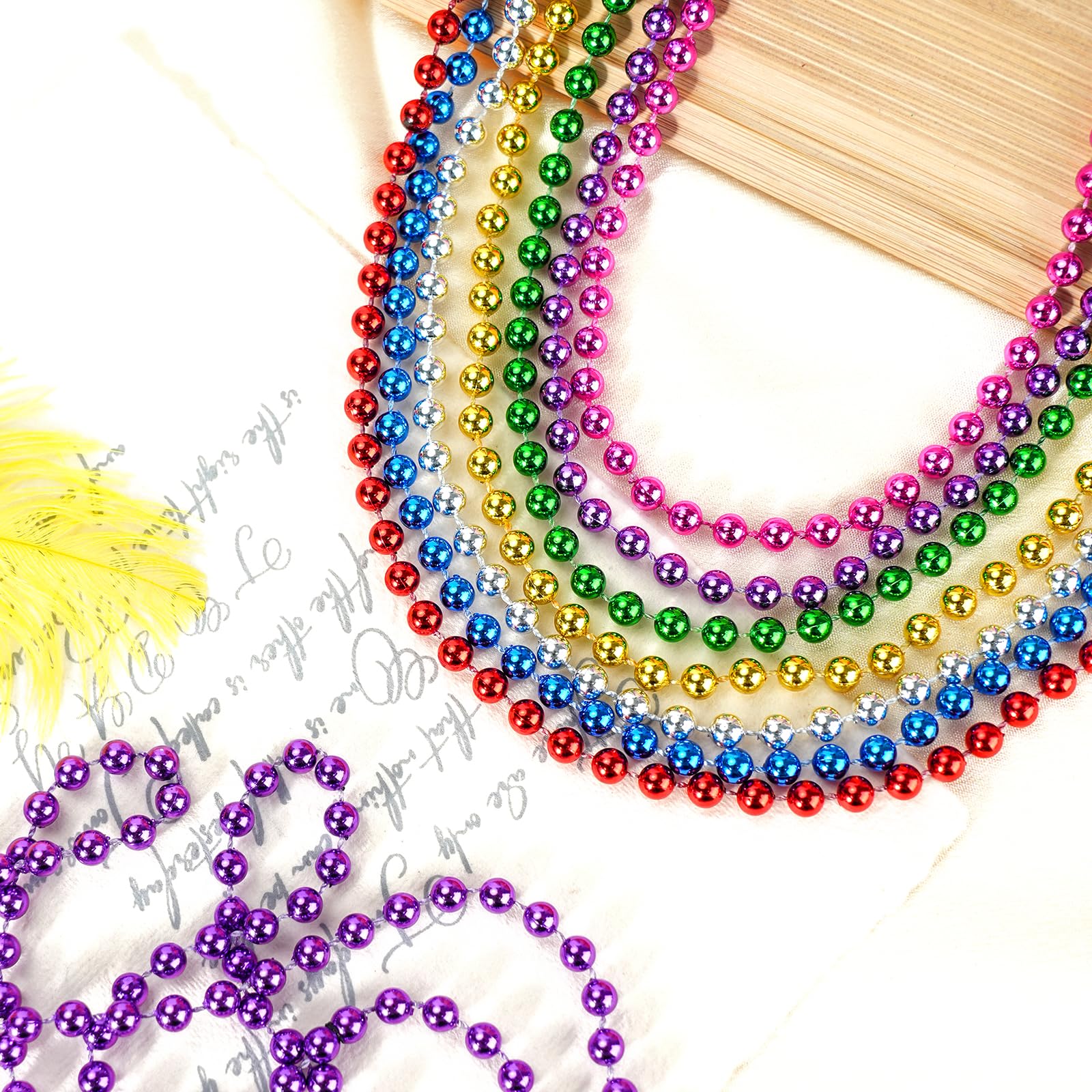 50 Blue Bead Necklaces - 33" Mardi Gras Parade Throws for Patriotic Holidays & Parties