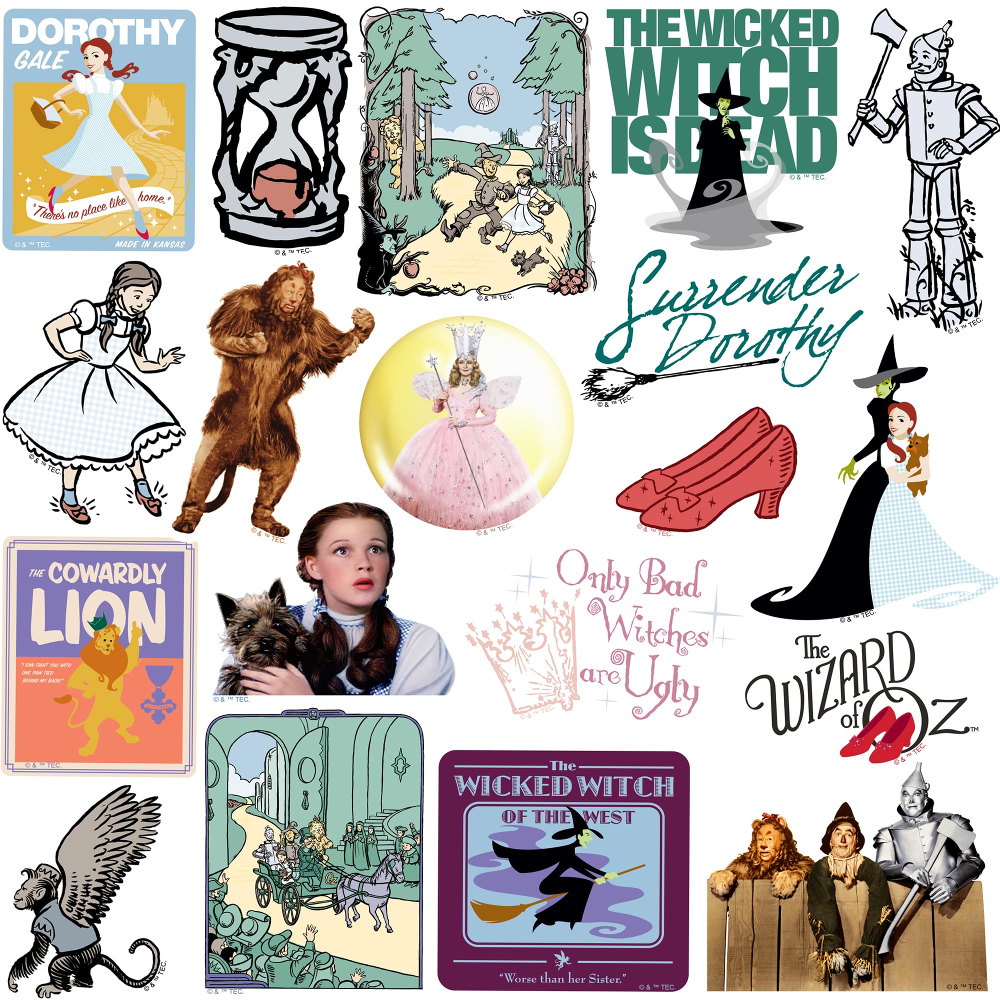 50 Classic Wizard of Oz Die-Cut Vinyl Stickers – Dorothy, Tin Man, Emerald City & More