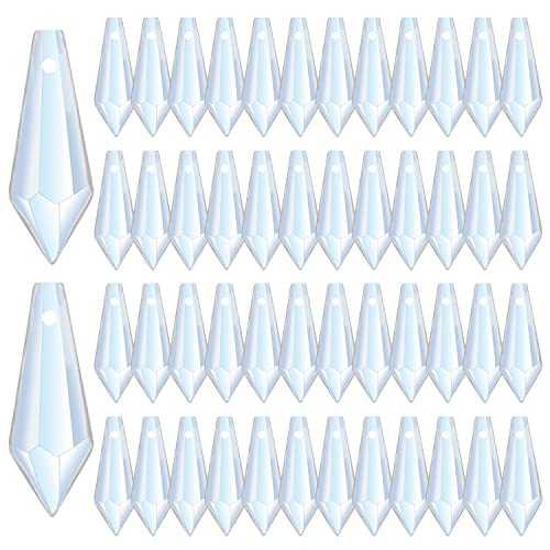 50 Clear Crystal Icicle Pendants – 38mm K9 Chandelier Prisms for DIY Projects