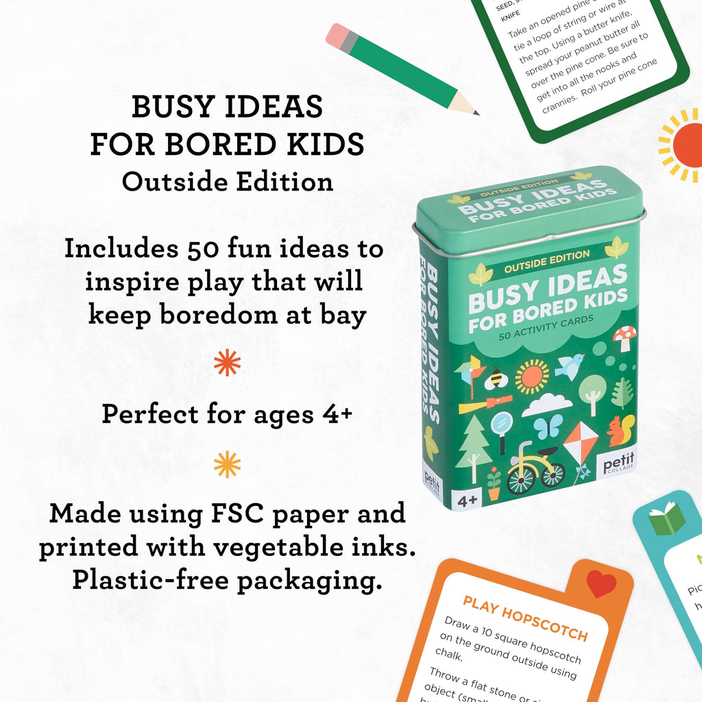 50 Outdoor Activity Cards for Kids – Petit Collage Busy Ideas Tin