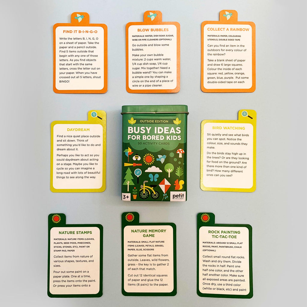 50 Outdoor Activity Cards for Kids – Petit Collage Busy Ideas Tin