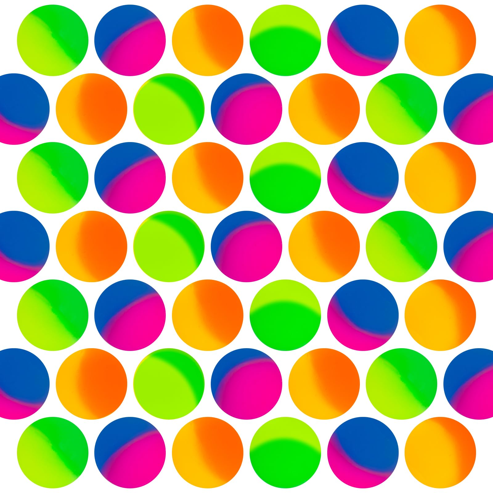 50 Pack 27mm Bouncy Balls for Kids & Adults – Fluorescent Dual-Tone Rubber Balls for Party Favors, Classroom Rewards, and Water Play