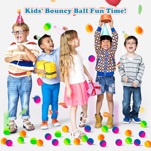 50 Pack 27mm Bouncy Balls for Kids & Adults – Fluorescent Dual-Tone Rubber Balls for Party Favors, Classroom Rewards, and Water Play