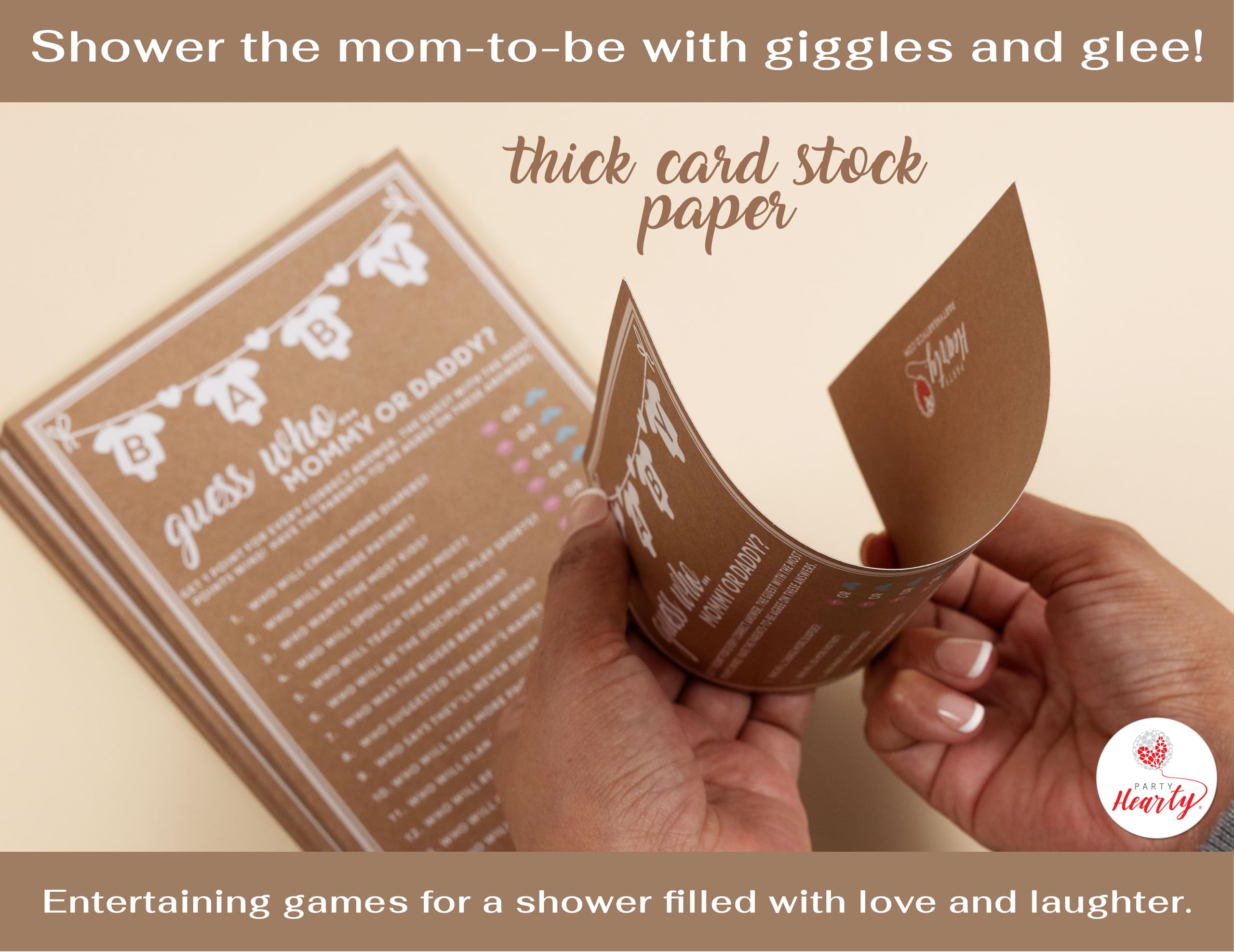 50-Pack Guess Who Mommy or Daddy Baby Shower Game Cards – Gender Neutral, Easy to Play