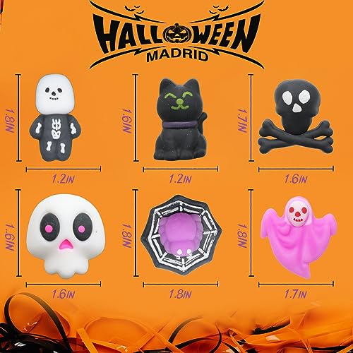 50 Pack Halloween Mochi Squishy Toys - Mini Squeeze Stress Reliever Party Favors for Kids