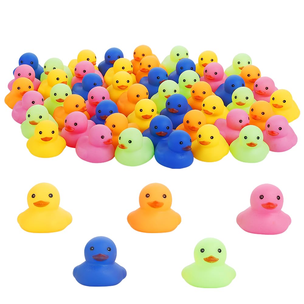 50-Pack Multicolor Mini Rubber Ducks – Squeaky Bath Toys for Toddlers, Party Favors, and Decor