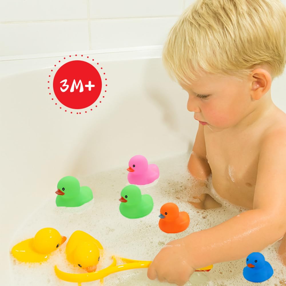 50-Pack Multicolor Mini Rubber Ducks – Squeaky Bath Toys for Toddlers, Party Favors, and Decor