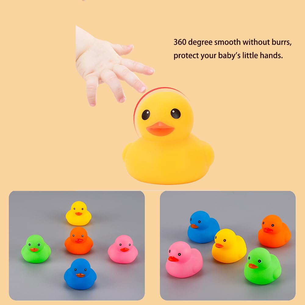 50-Pack Multicolor Mini Rubber Ducks – Squeaky Bath Toys for Toddlers, Party Favors, and Decor