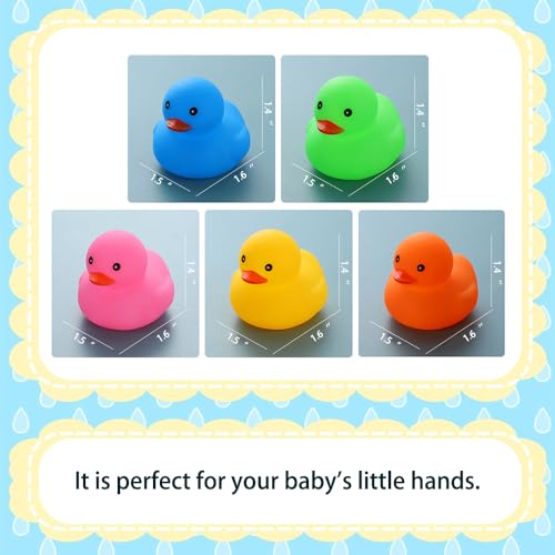 50 Pack Multicolor Mini Rubber Ducks – Squeaky Float Bath Toys for Kids