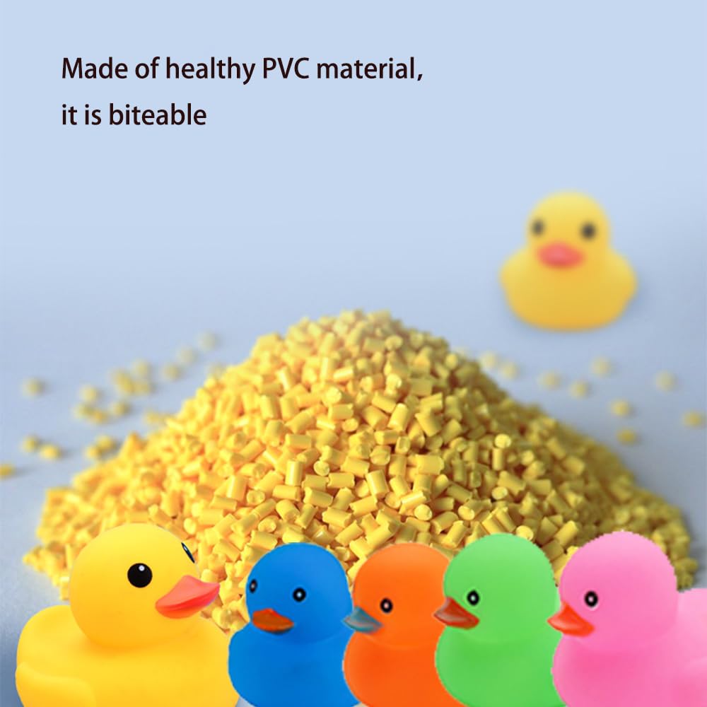 50 Pack Multicolor Mini Rubber Ducks – Squeaky Float Bath Toys for Kids