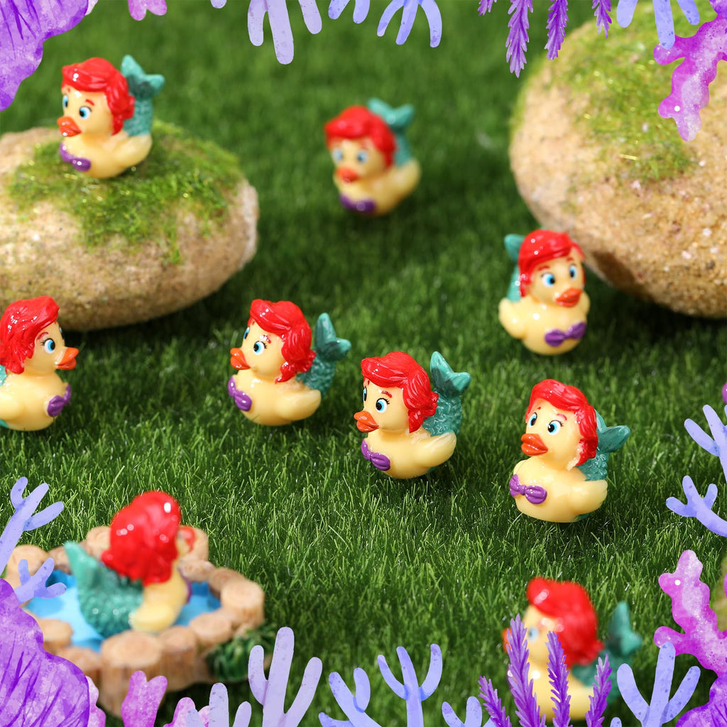 50 Pcs Mini Mermaid Resin Duck Figurines – Bulk Party Favors