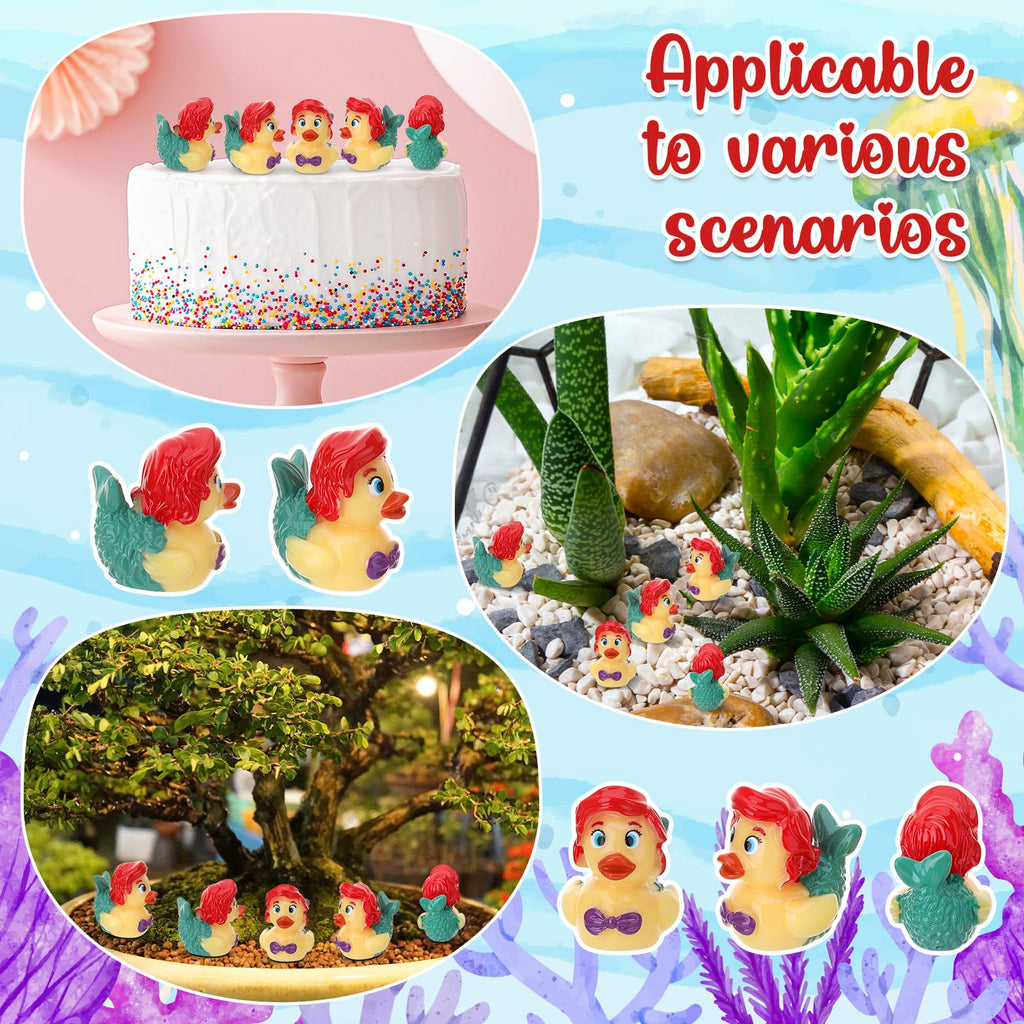 50 Pcs Mini Mermaid Resin Duck Figurines – Bulk Party Favors