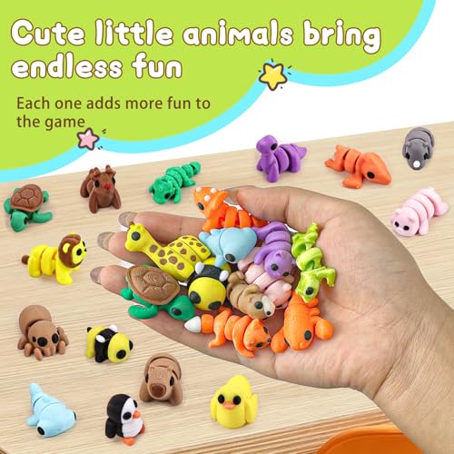 50-Piece 3D Printed Articulated Animal Figurines Set – Fidget Toys, Party Favors, Classroom Rewards