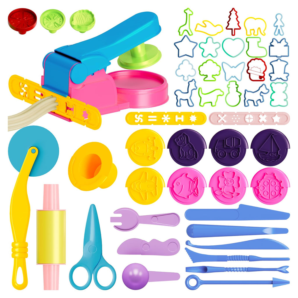 50-Piece Dough Tools Set for Kids – Playdough Accessories with Molds, Rollers, Cutters, and Storage Bag