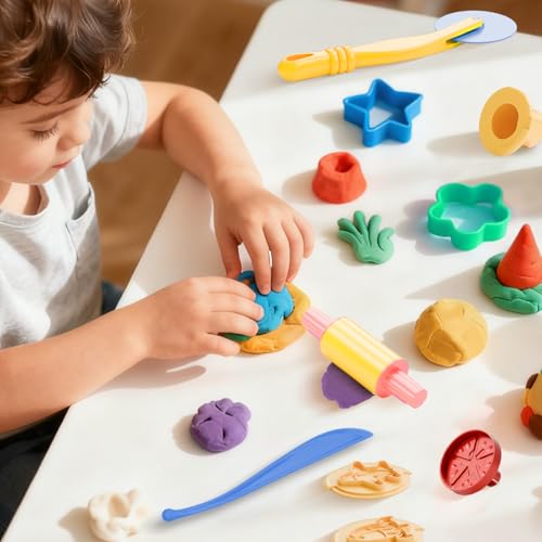 50-Piece Dough Tools Set for Kids – Playdough Accessories with Molds, Rollers, Cutters, and Storage Bag