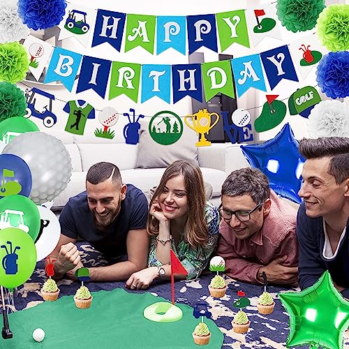 50-Piece Golf Birthday Party Decorations Set – HUFAND Green Themed Supplies with Balloons, Banner & Cake Topper