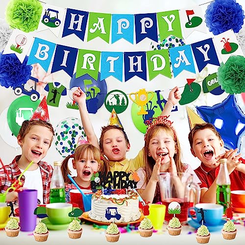 50-Piece Golf Birthday Party Decorations Set – HUFAND Green Themed Supplies with Balloons, Banner & Cake Topper