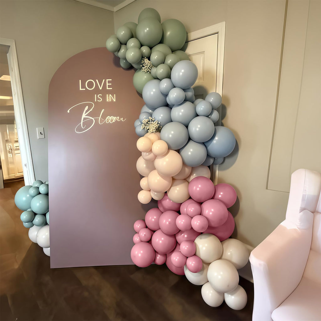 50-Piece Pastel Balloon Set – Blush Pink, Sage Green, Dusty Blue, Nude, Ivory White – 12 Inch Latex Balloons for Boho Rainbow Party Decor