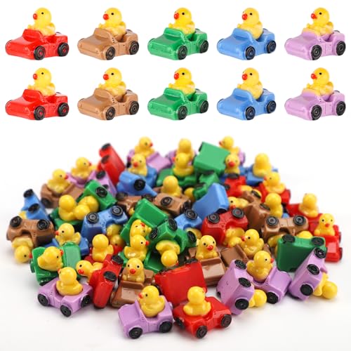 50 Tiny Resin Ducks – Multicolor Miniature Duck Figures for Garden, Dollhouse, and DIY Crafts